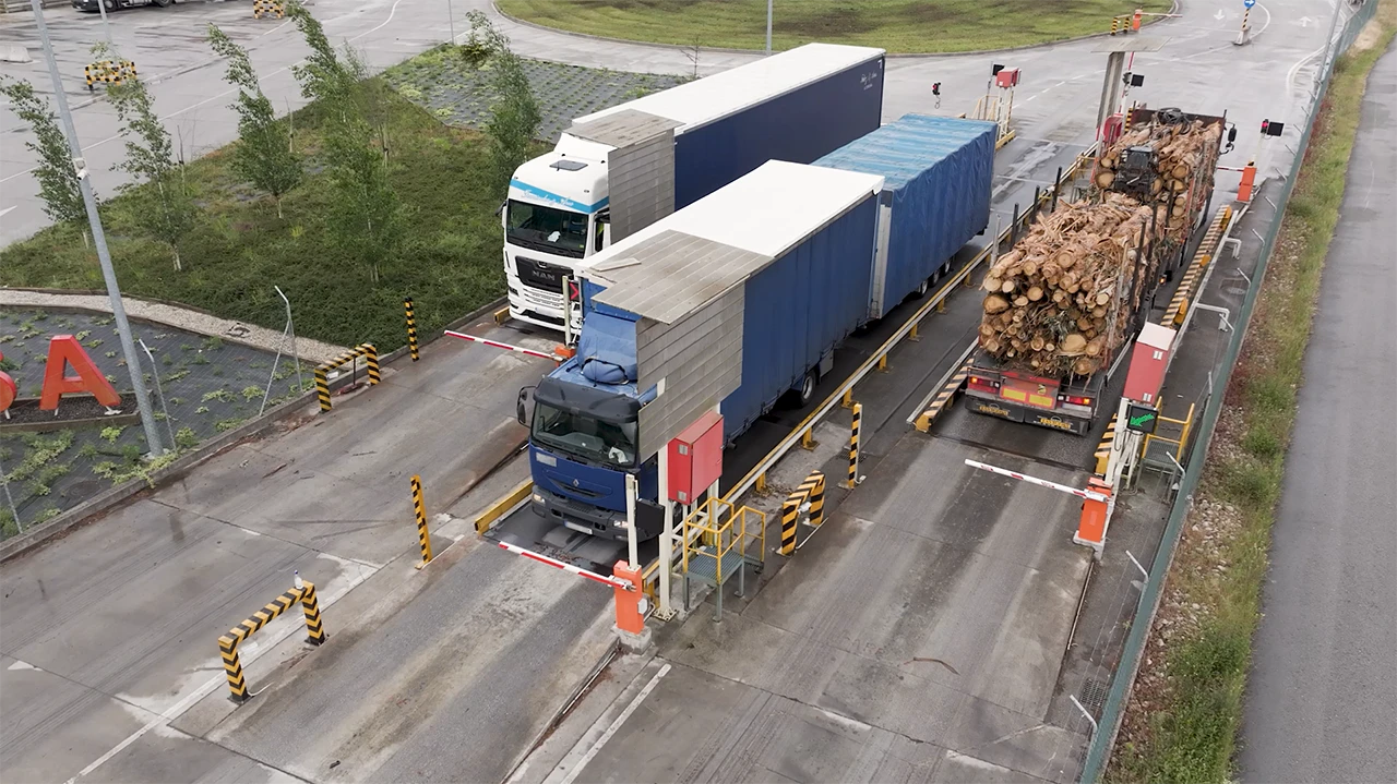 portal de entrada y pesaje para camiones de mercancía